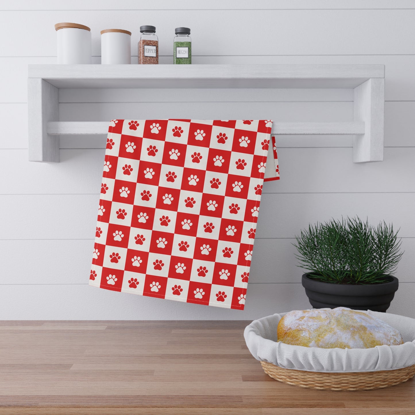 Red & White Paws Tea Towels (cotton, poly)