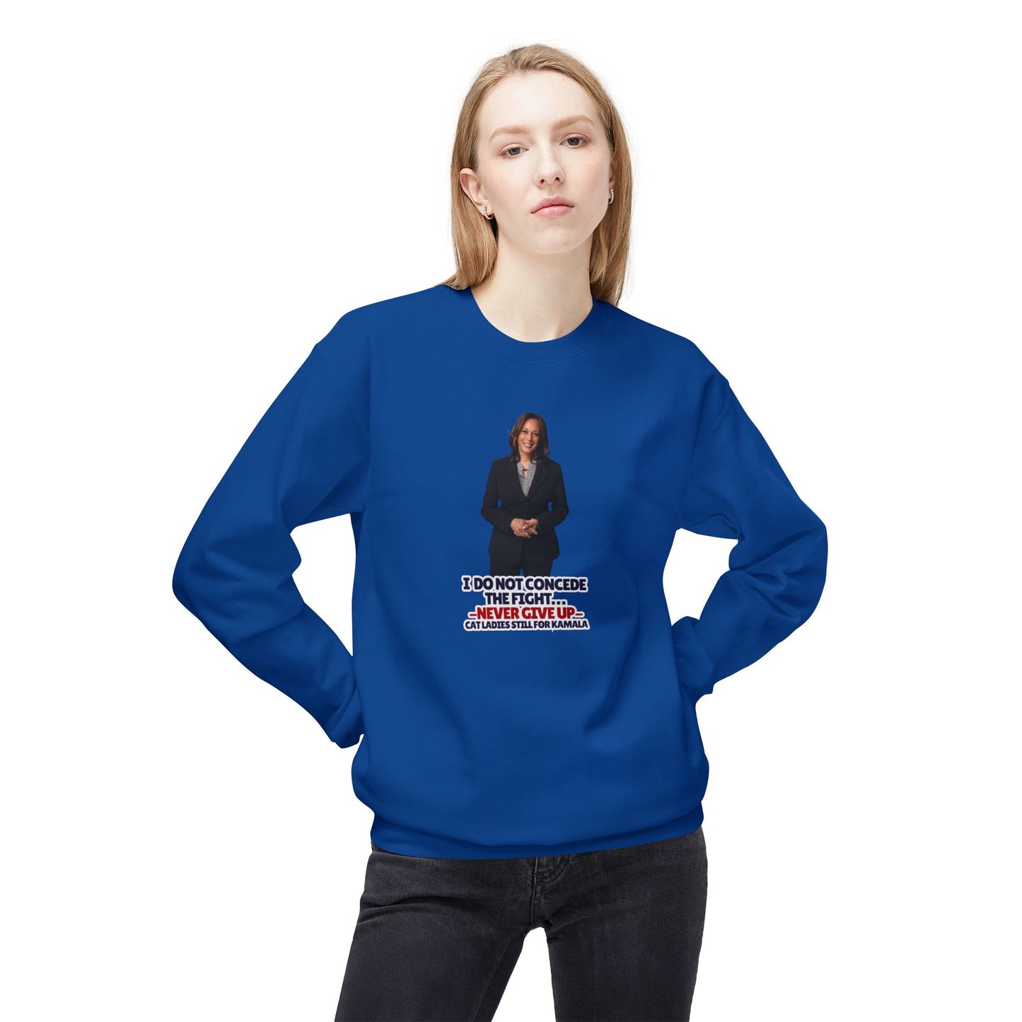 Never Give Up - Kamala Midweight Softstyle Fleece Crewneck Sweatshirt