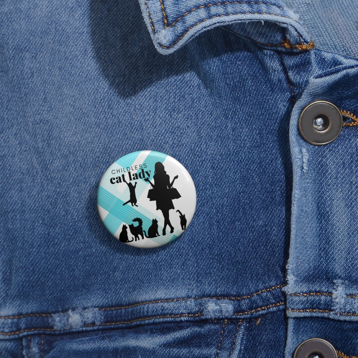 Shopping Childless Cat Lady Pin Buttons