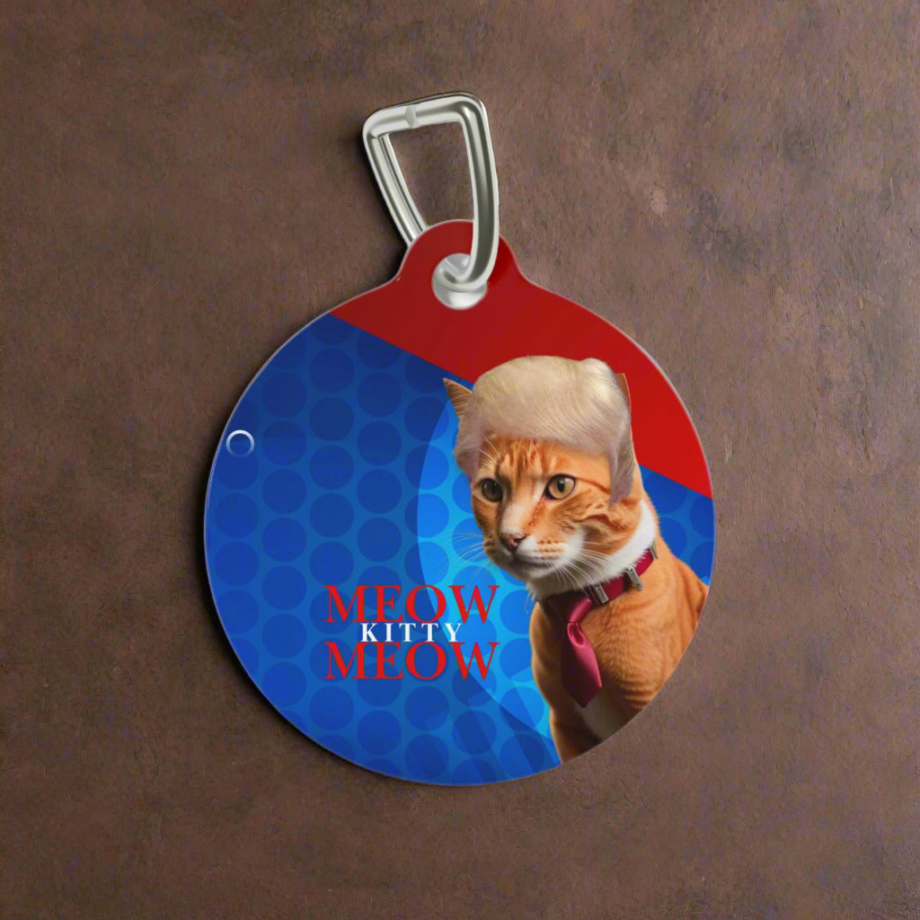 Funny Cat Pet Tag - 'Meow Kitty Meow' Personalized ID Tag for Cats