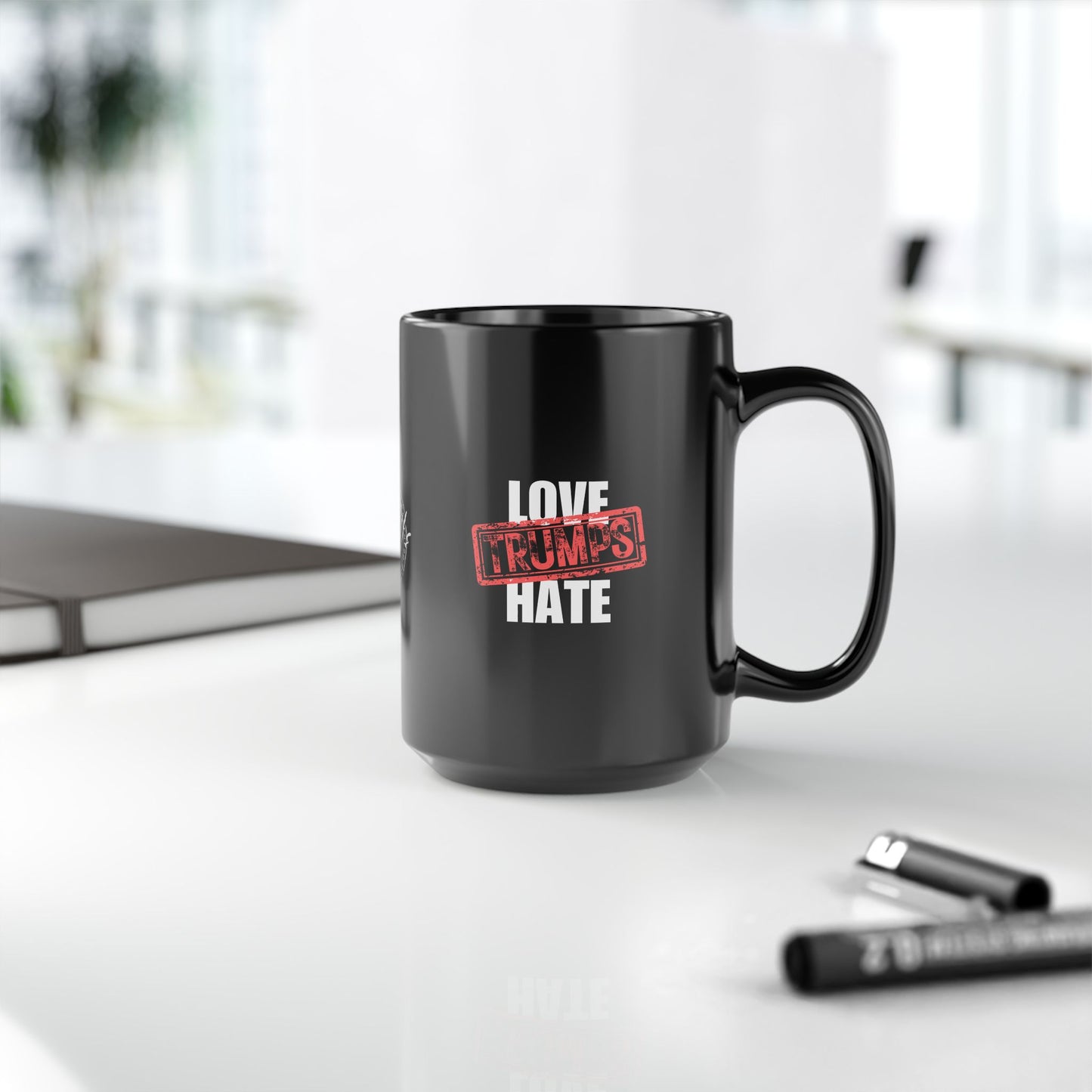 Love Trumps Hate Black Mug (11oz, 15oz)