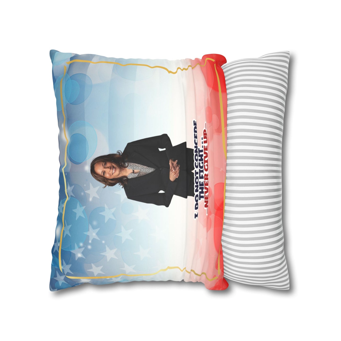 Kamala Faux Suede Pillowcase - 'Never Give Up'