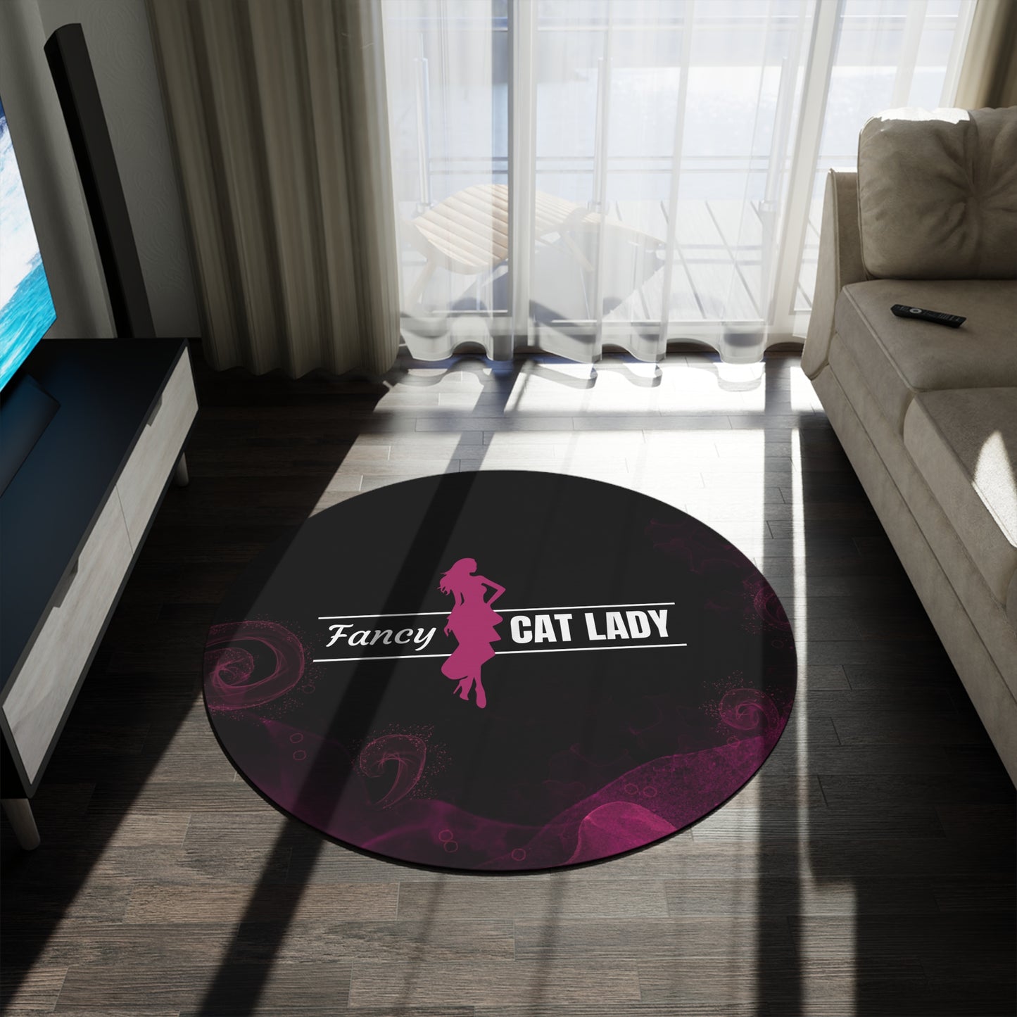 Fancy Cat Lady Round Rug - Perfect Décor for Cat Lovers