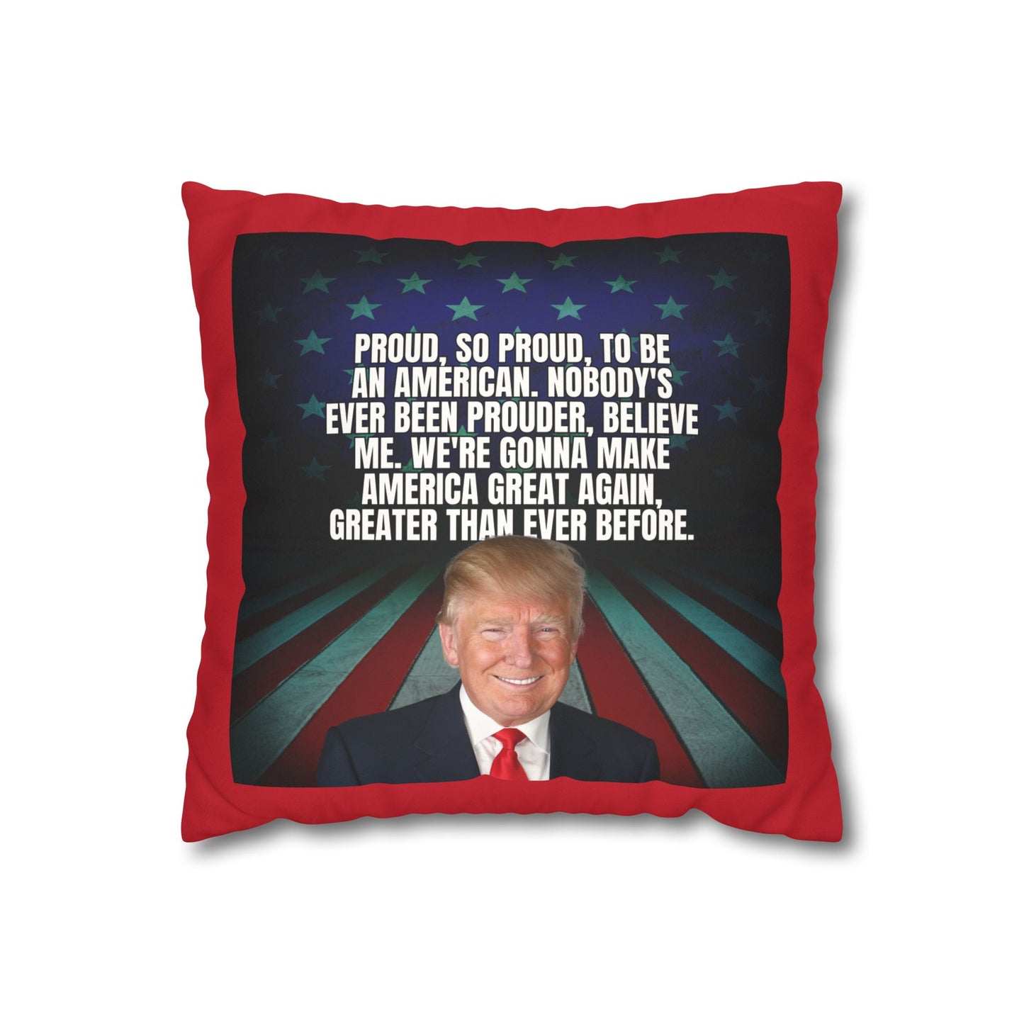 Patriotic Faux Suede Square Pillowcase - 'Proud to be an American'