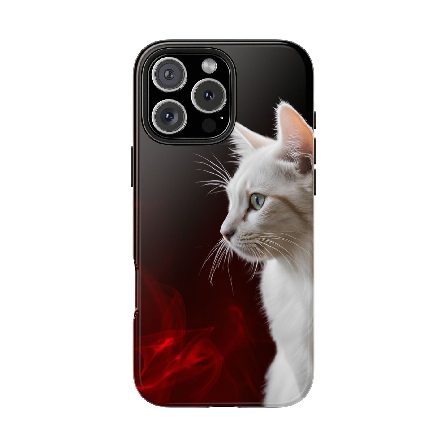 Stylish Tough Phone Case with White Cat Portrait - Perfect for Cat Lovers!