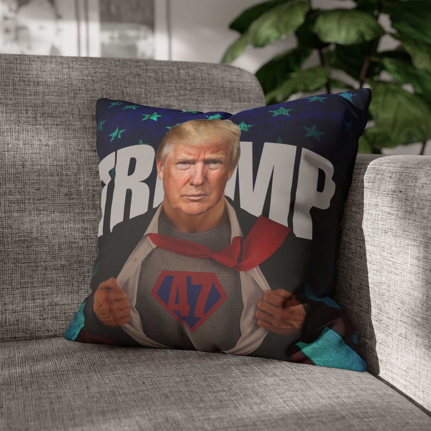 Trump Superhero Faux Suede Pillowcase - Patriotic Home Decor