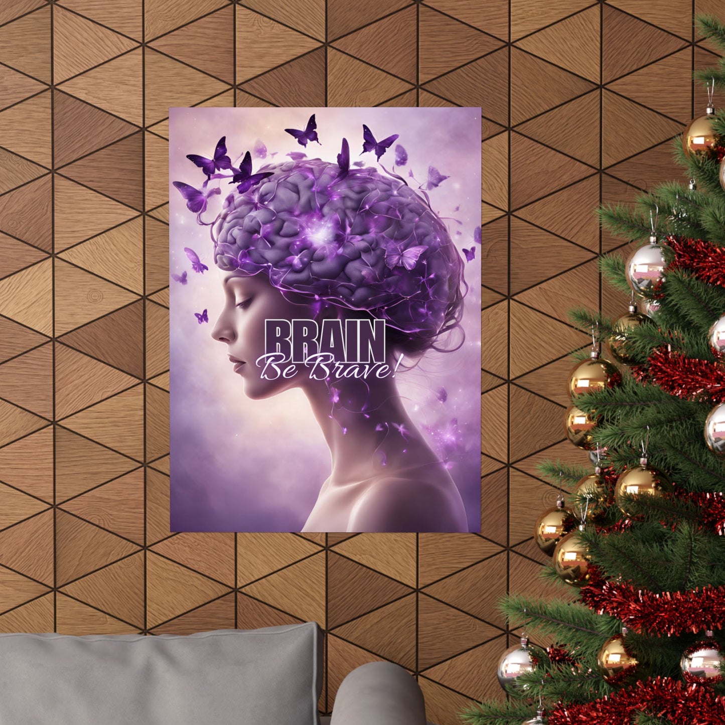 Purple Brain Be Brave Matte Vertical Posters