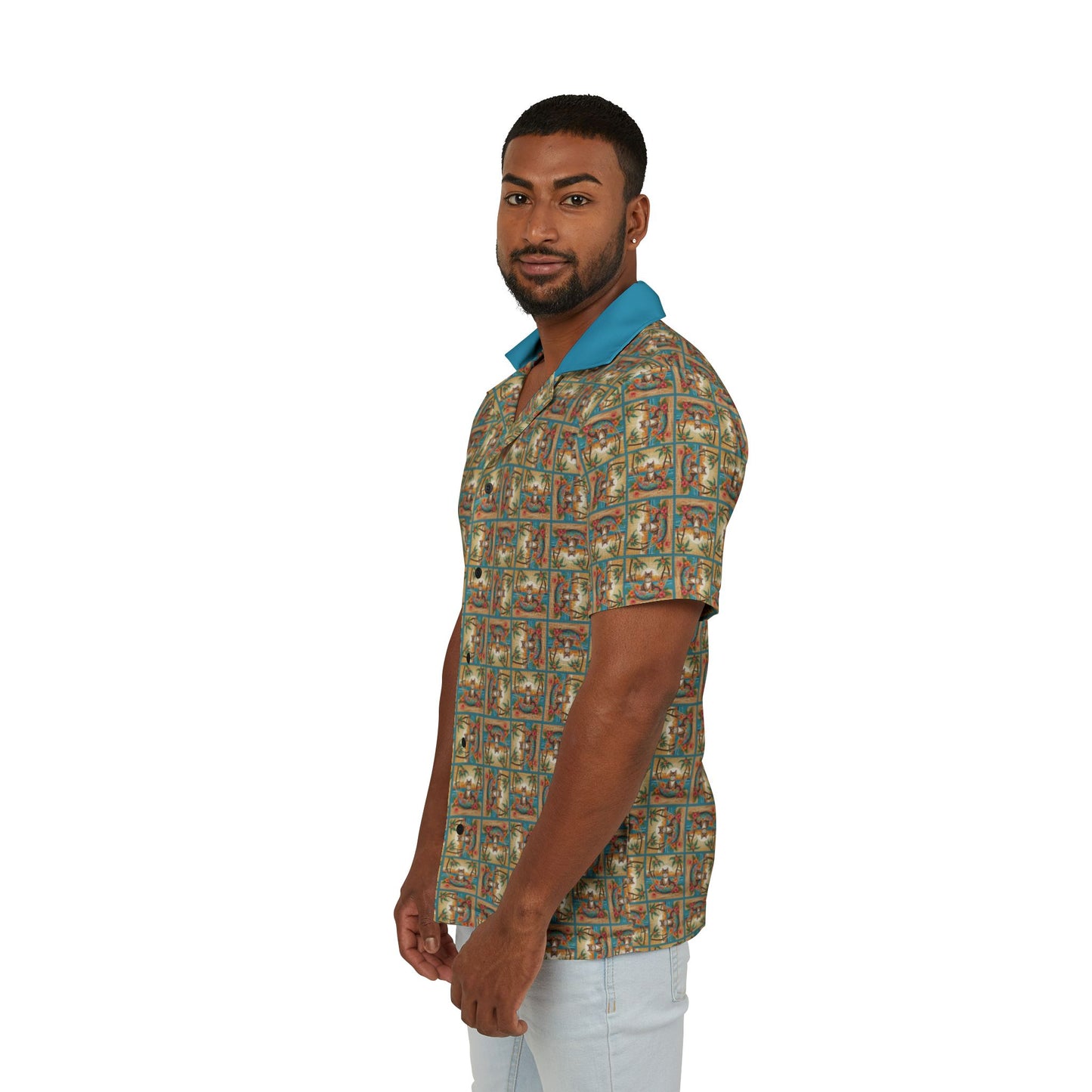 Aloha Cat Men's Hawaiian Camp Shirt