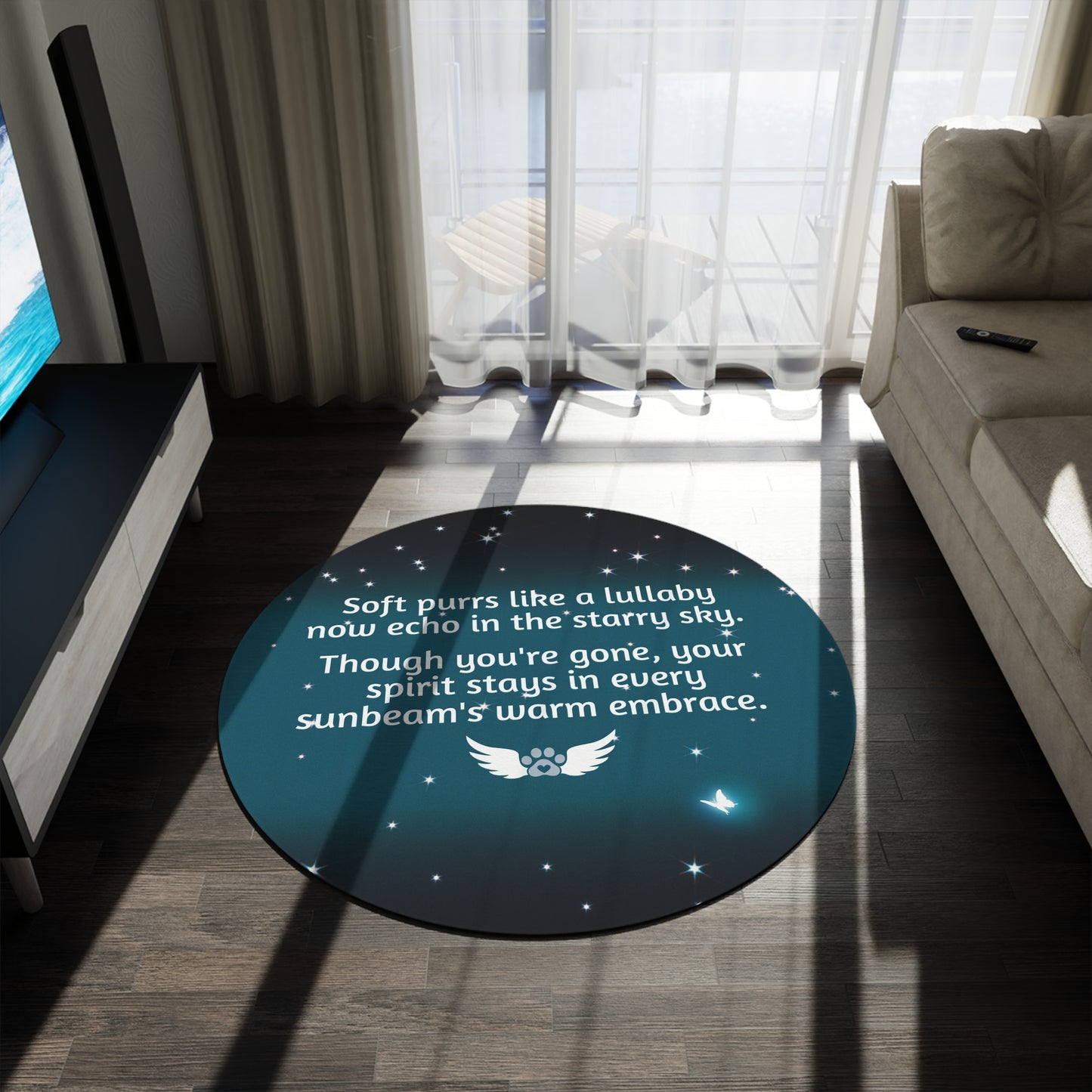 Special Kitty Memorial Round Rug with Comforting Quote