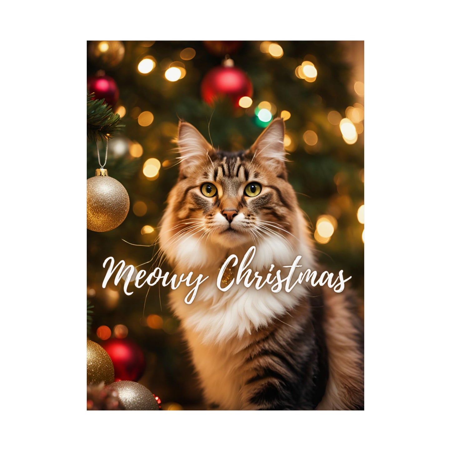 Meowy Christmas Kitty Matte Vertical Posters