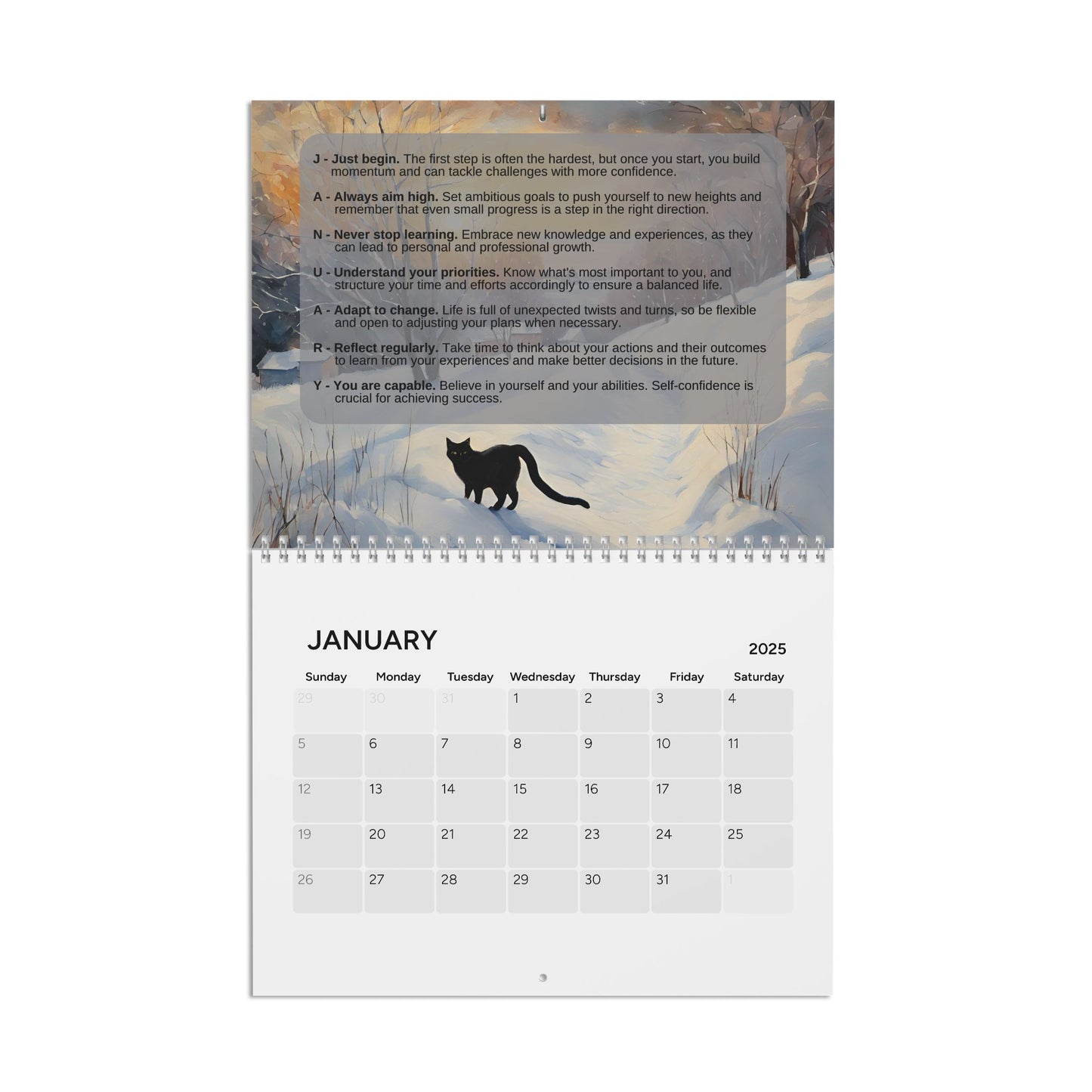 Monthly Words of Wisdom Cat Calendar (2025)