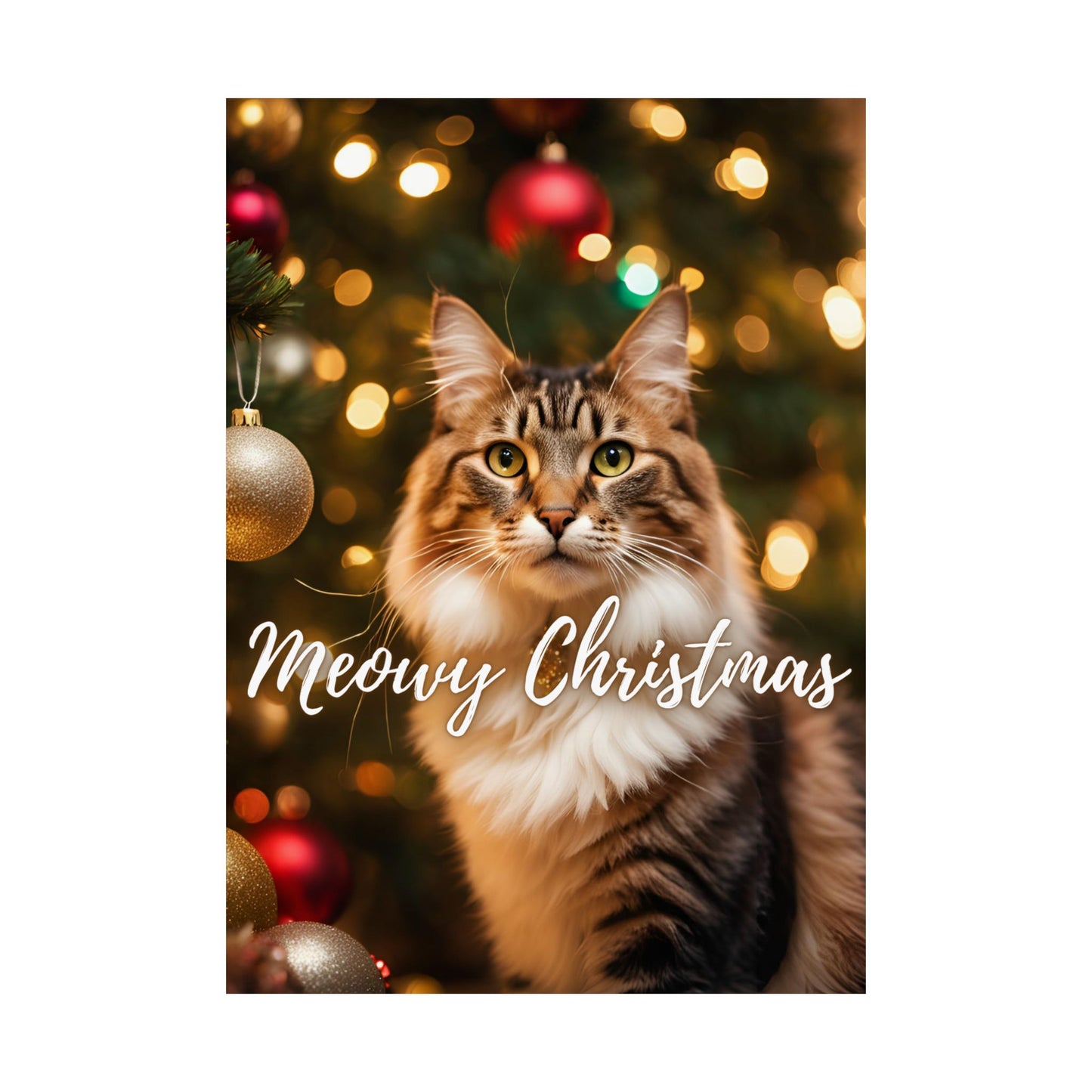 Meowy Christmas Kitty Matte Vertical Posters