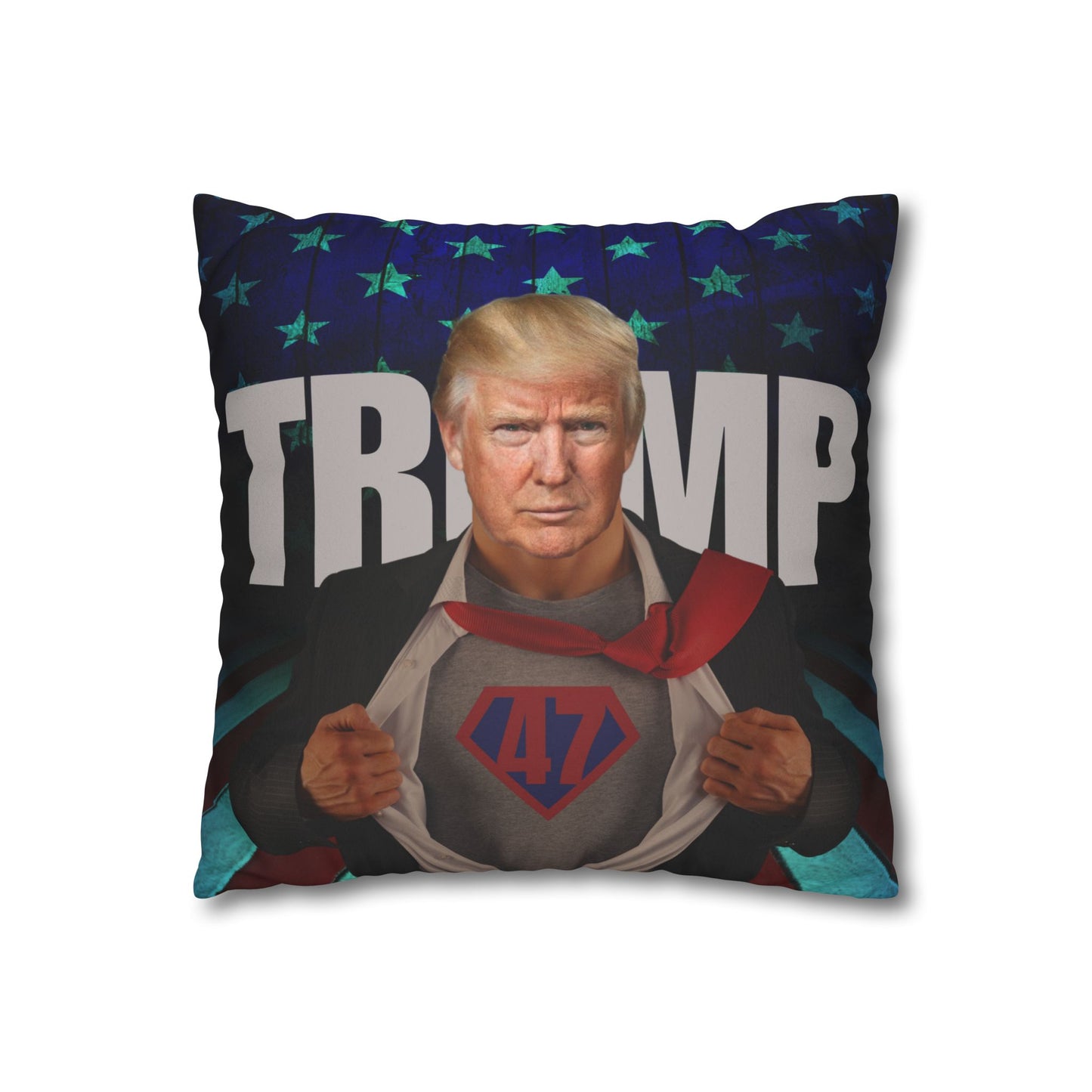 Trump Superhero Faux Suede Pillowcase - Patriotic Home Decor