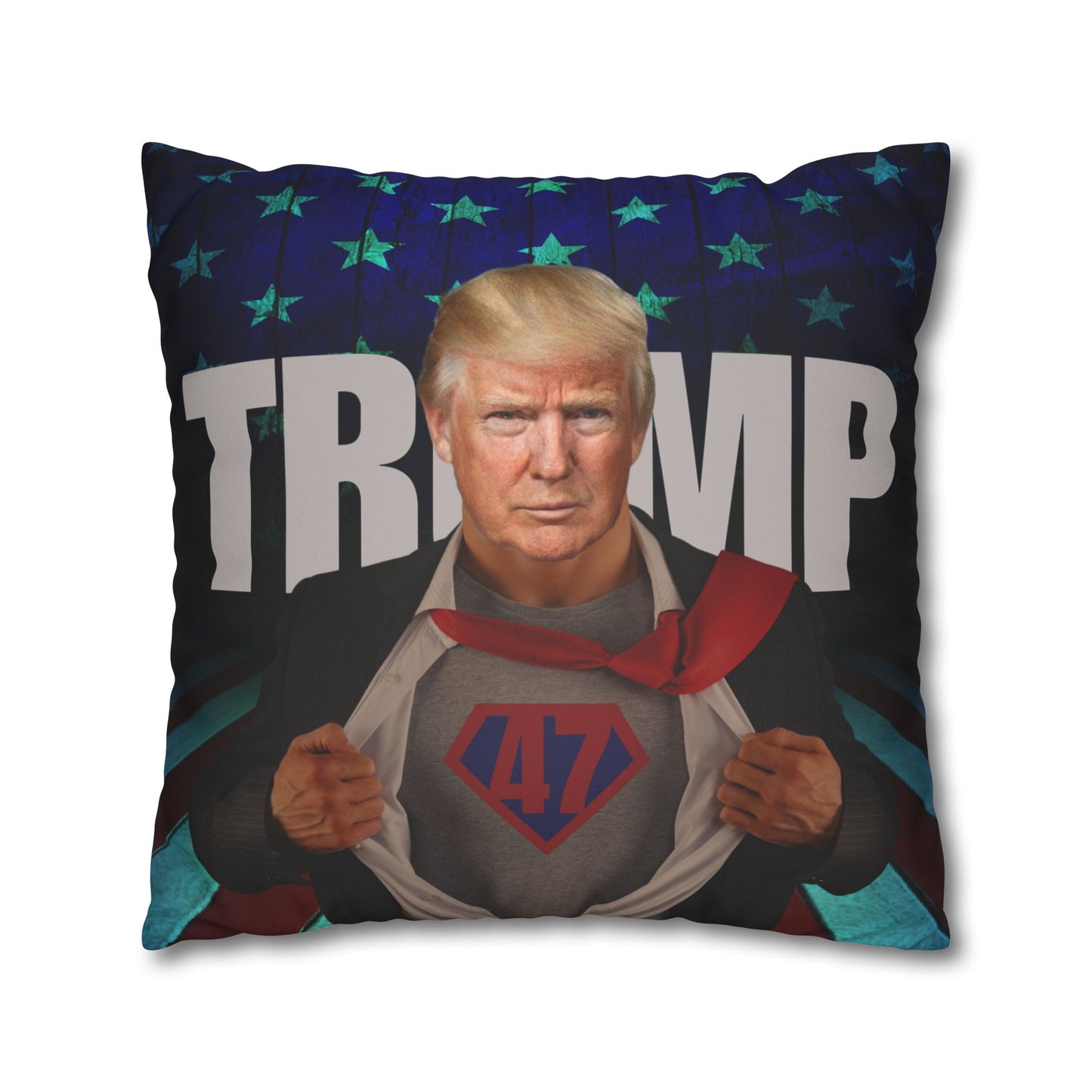 Trump Superhero Faux Suede Pillowcase - Patriotic Home Decor