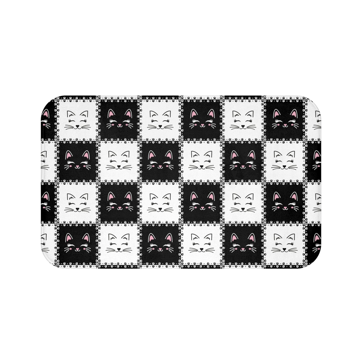 Checkerboard Cats Bath Mat