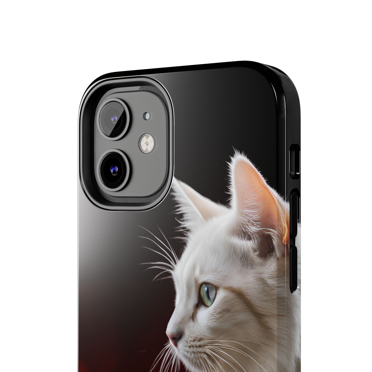 Stylish Tough Phone Case with White Cat Portrait - Perfect for Cat Lovers!