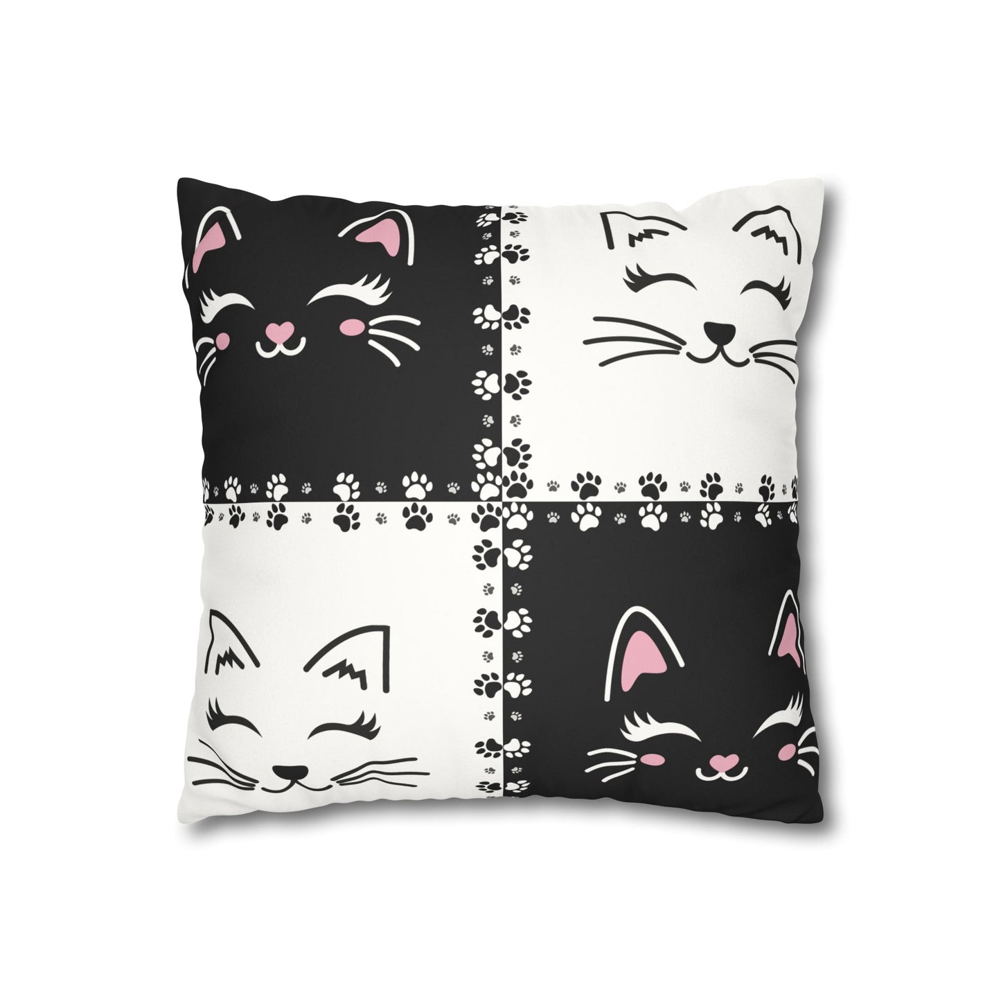 Cute Cat Faux Suede Pillowcase - Decorative Cushion Cover for Cat Lovers