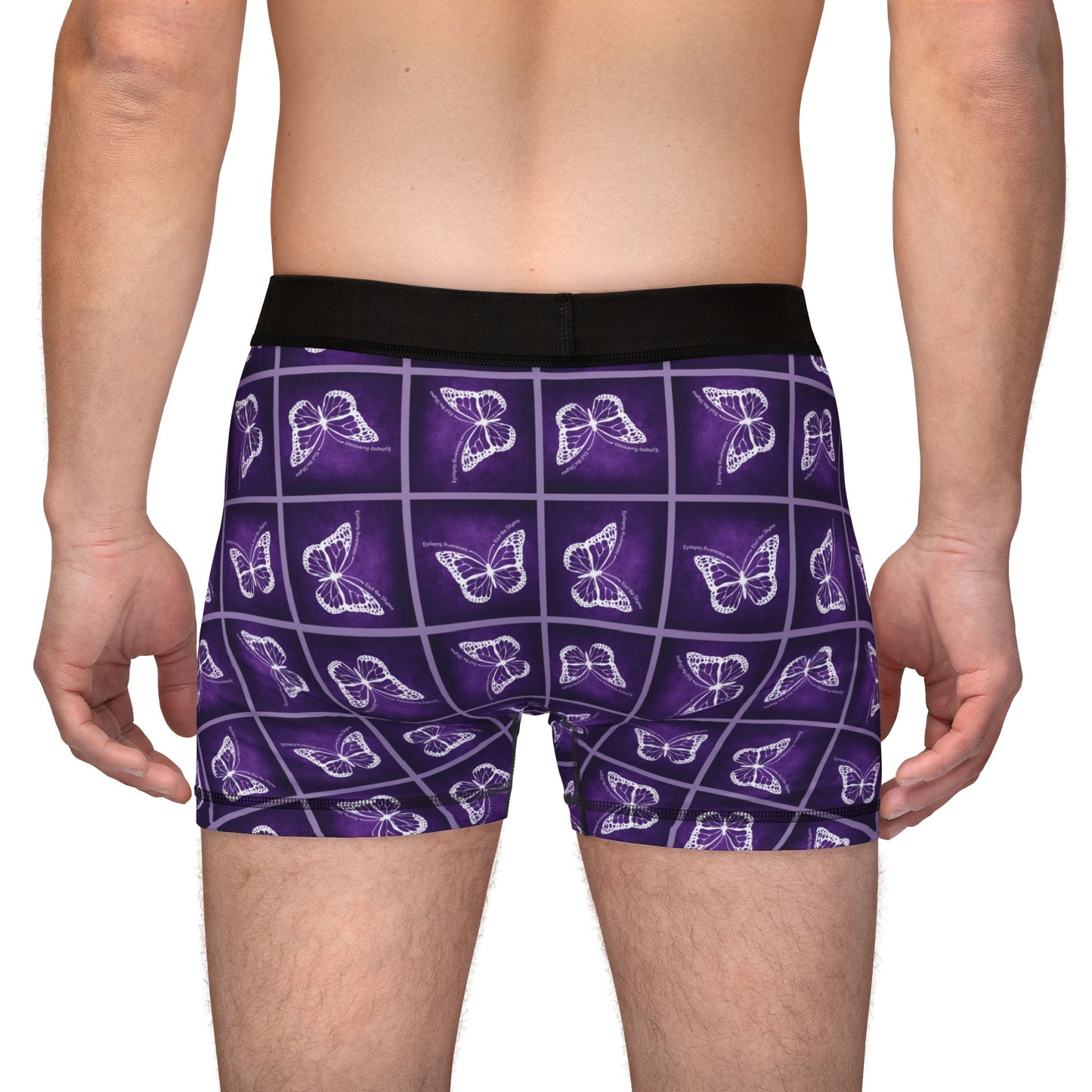 Epilepsy Awareness Men's Boxers with Purple Butterfly Design