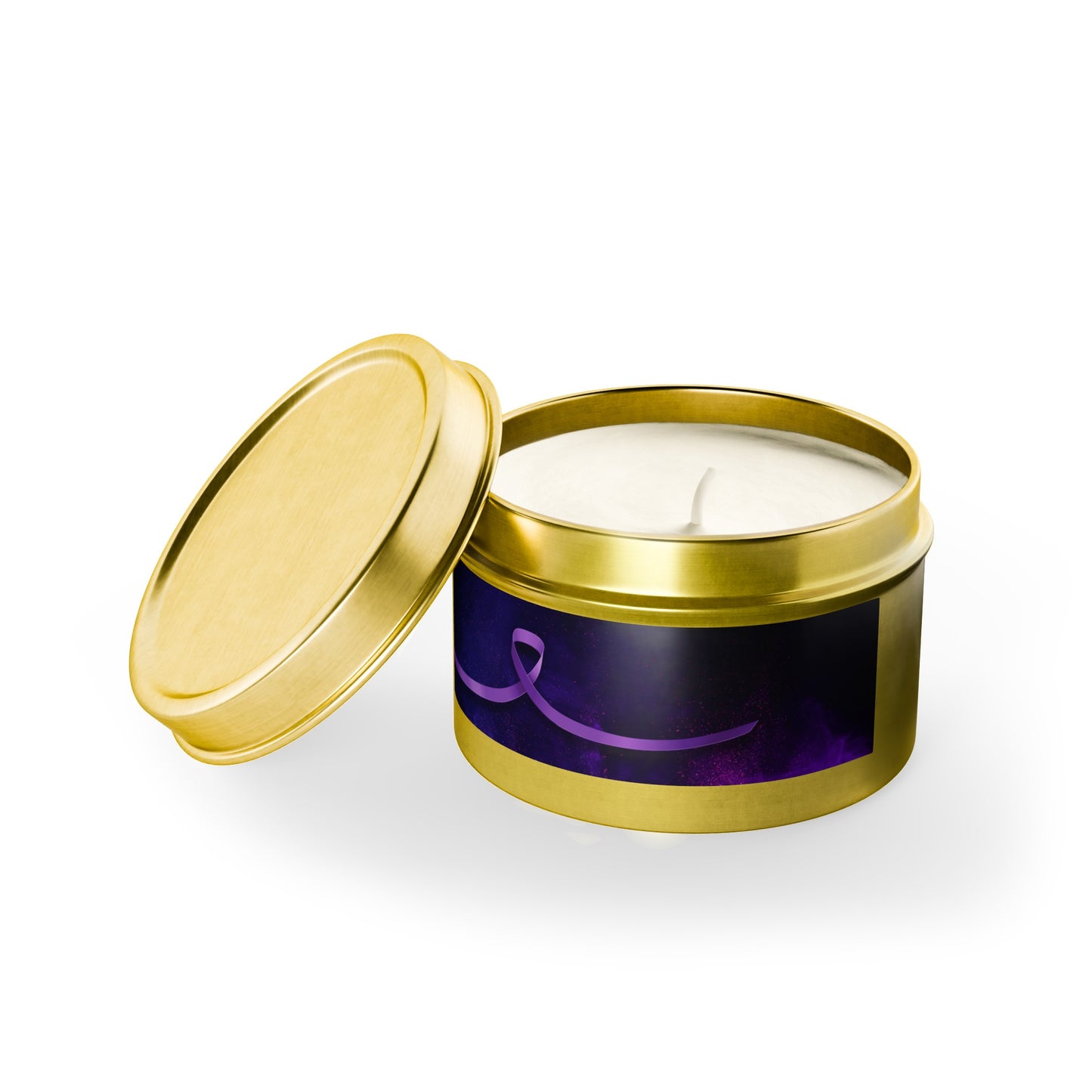 Purple Ribbon Tin Candles