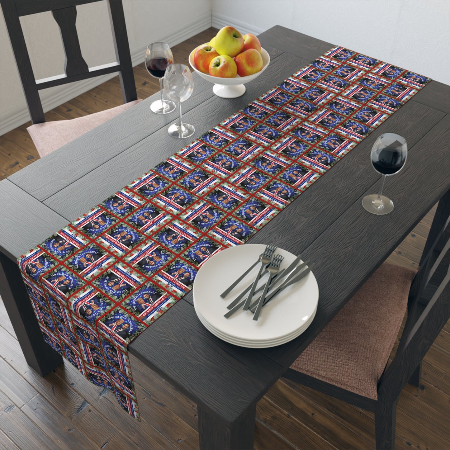 Felon & Hillbilly Christmas Themed Table Runner (Cotton, Poly)