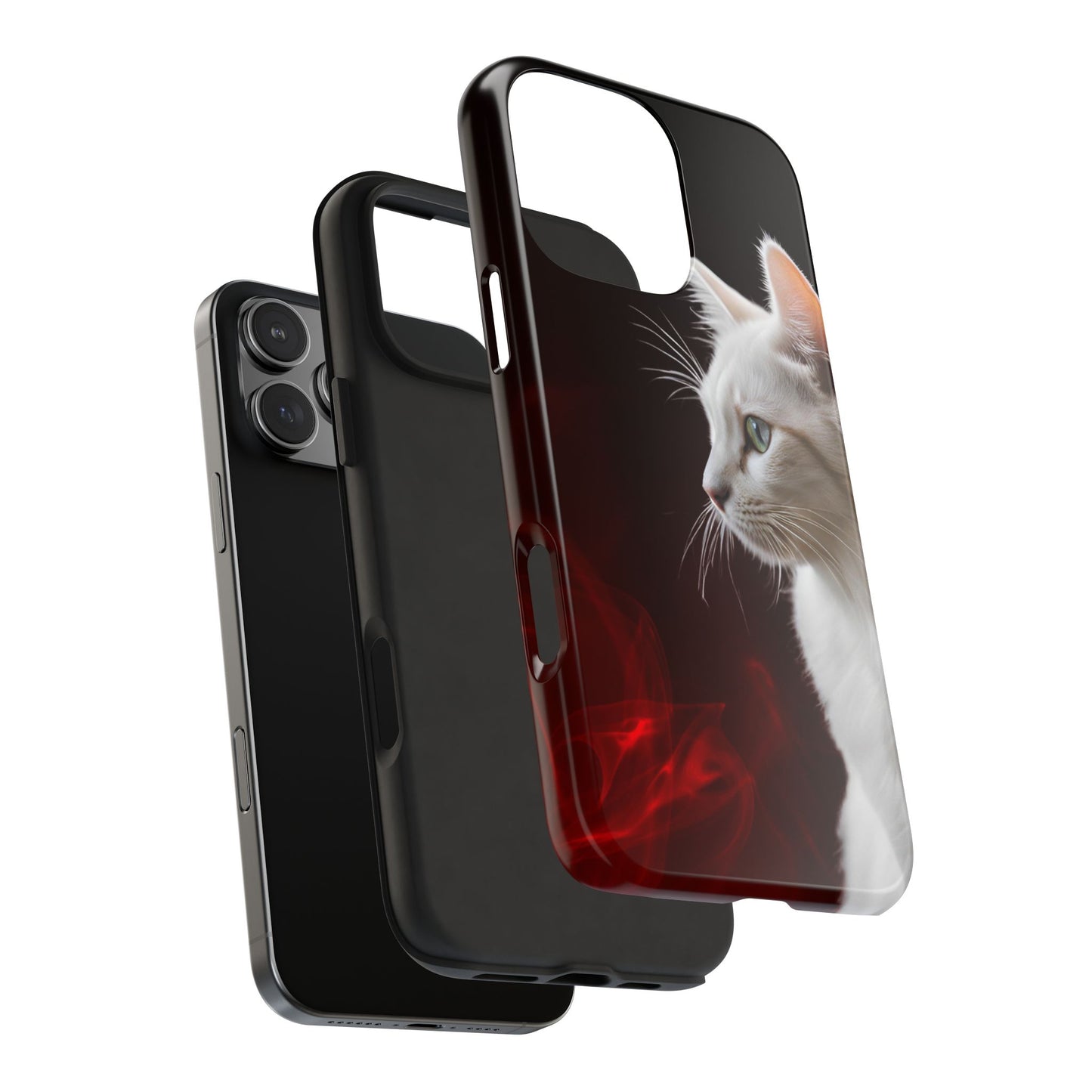 Stylish Tough Phone Case with White Cat Portrait - Perfect for Cat Lovers!