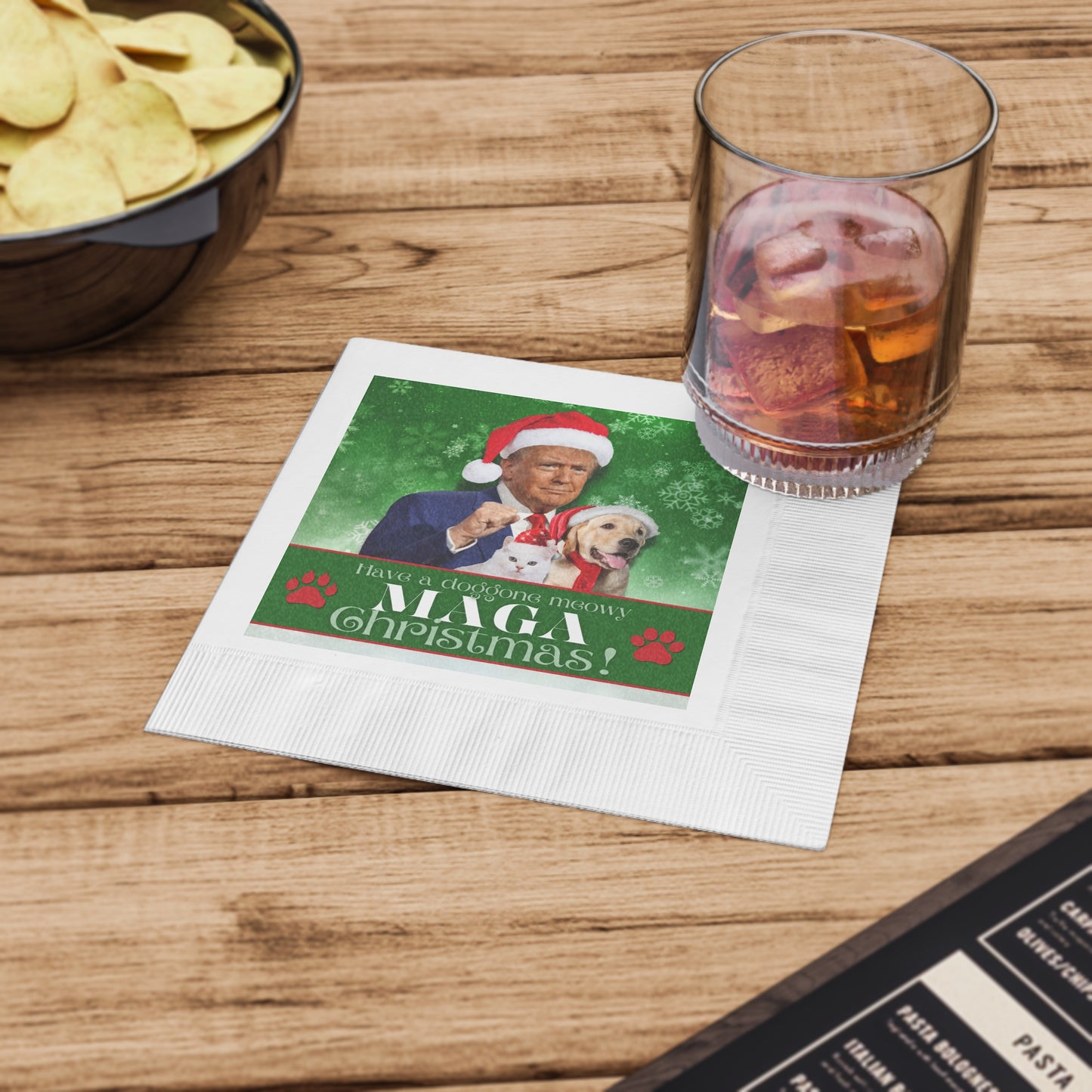 MAGA Christmas White Coined Napkins