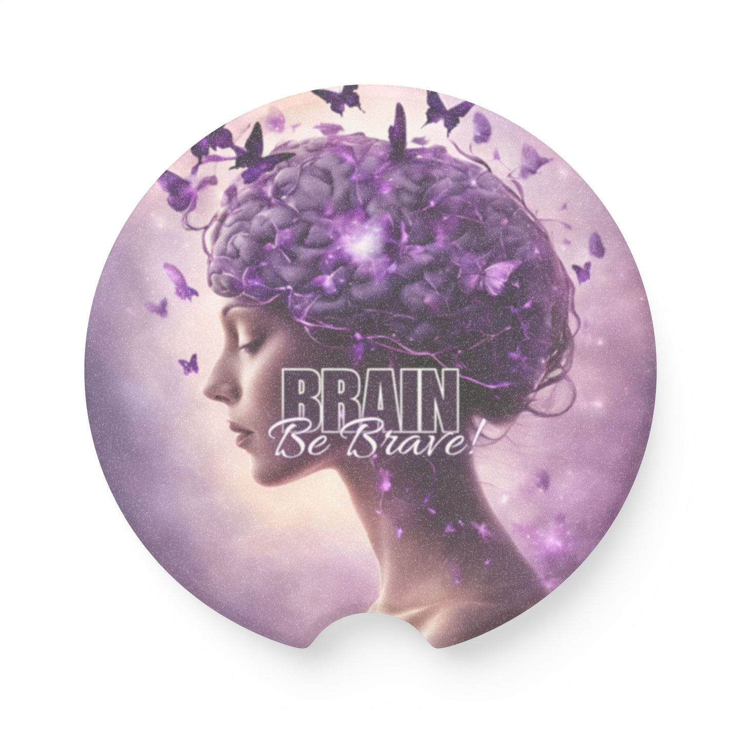 Beautiful Brain Be Brave Soapstone Car Coaster