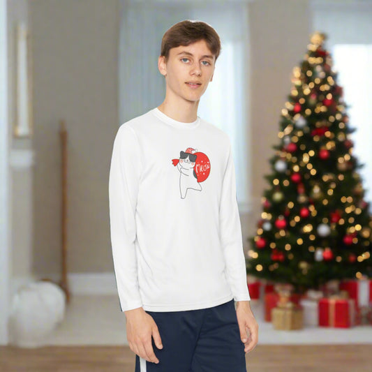 Santa Meow Youth Long Sleeve Competitor Tee - Kids clothes - Epileptic Al’s Shop