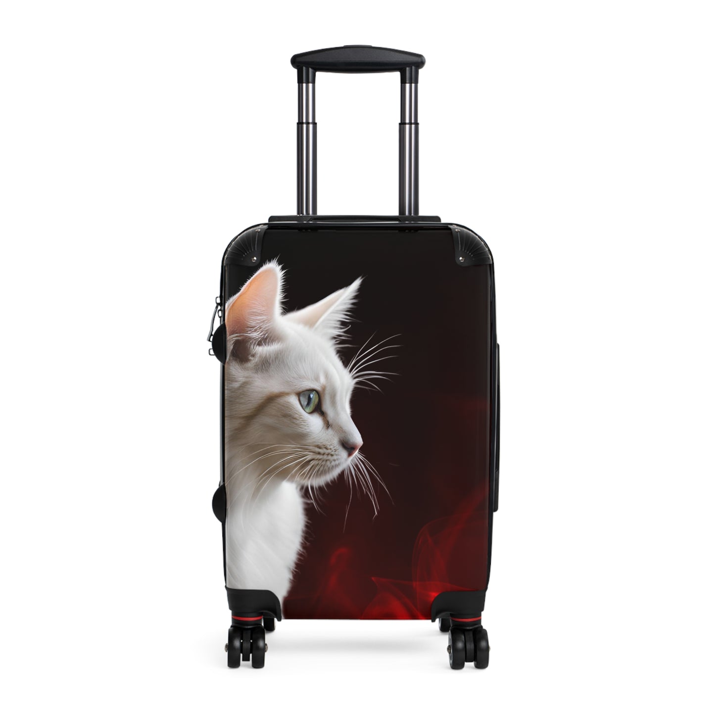 White Cat Design Suitcase - Stylish Travel Luggage for Cat Lovers