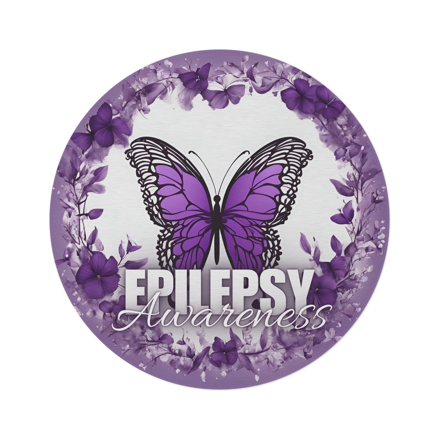 Purple Butterfly Epilepsy Awareness Round Rug