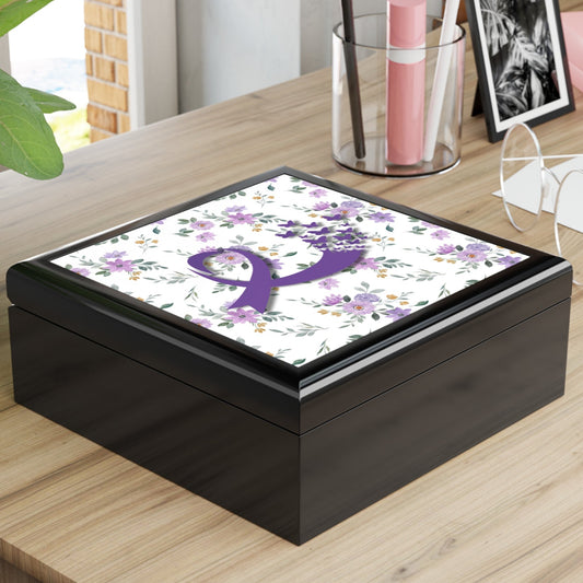 Purple Ribbon & Butterfly Jewelry Box