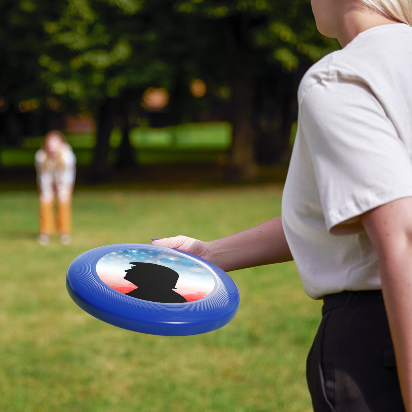 Patriotic Frisbee with Trump Silhouette - Perfect for Outdoor Fun and Celebrations