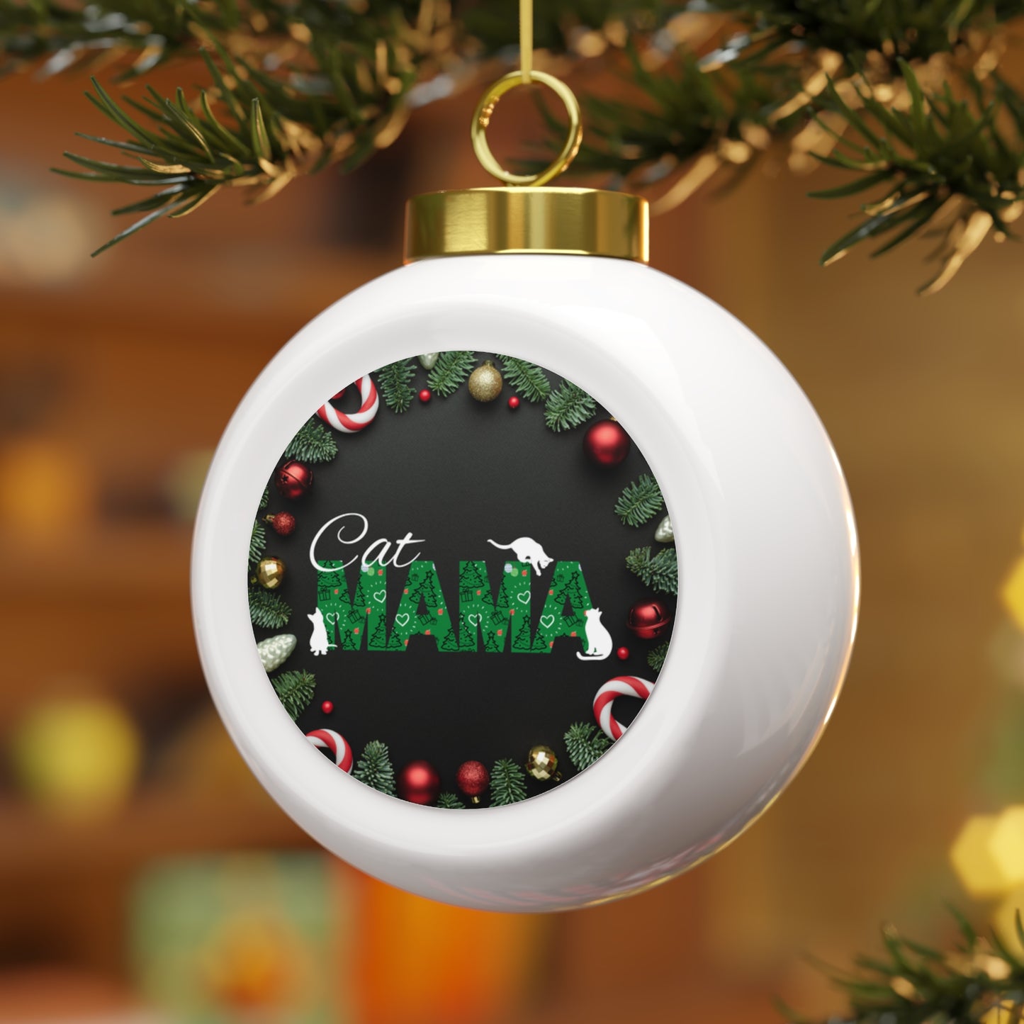 Christmas Cat Mama Ball Ornament