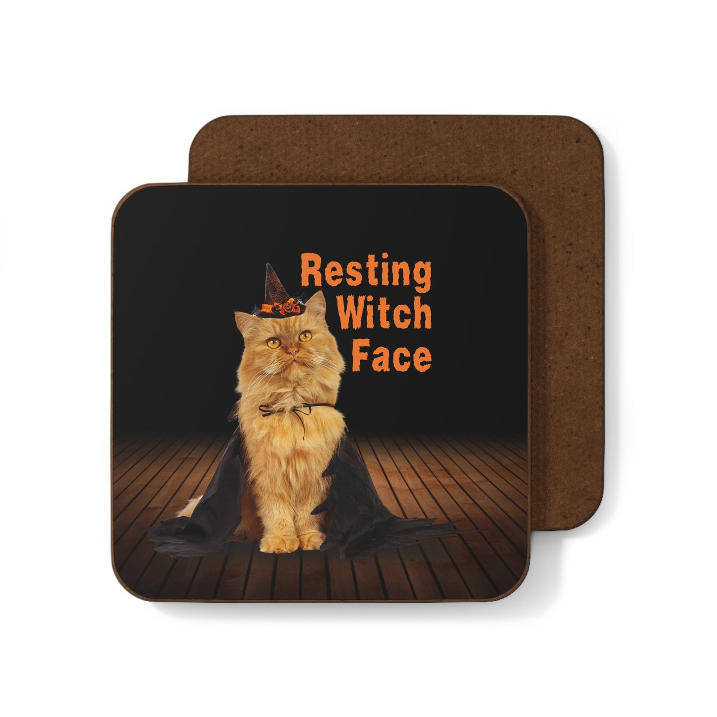 Resting Witch Face Hardboard Back Coaster