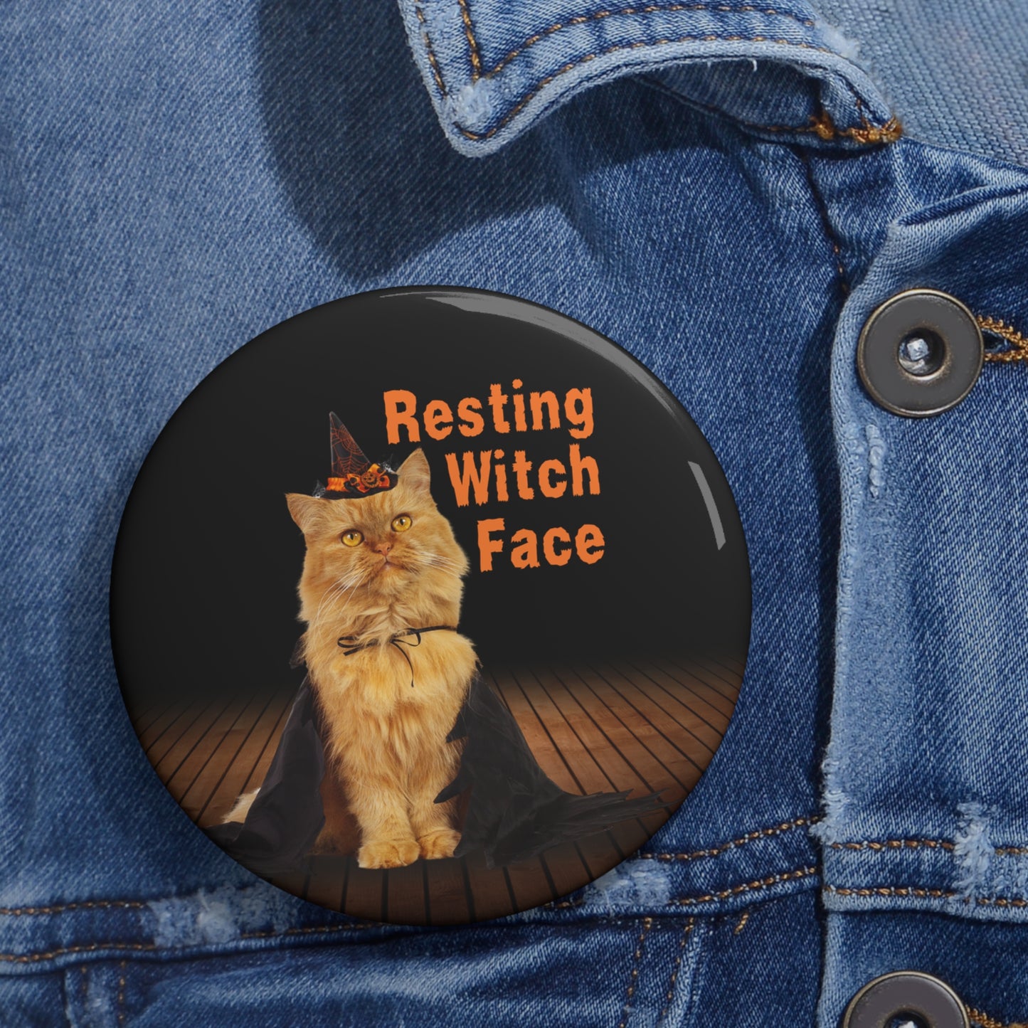 Resting Witch Face Pin Buttons