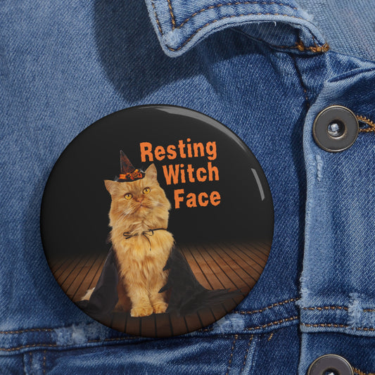 Resting Witch Face Pin Buttons