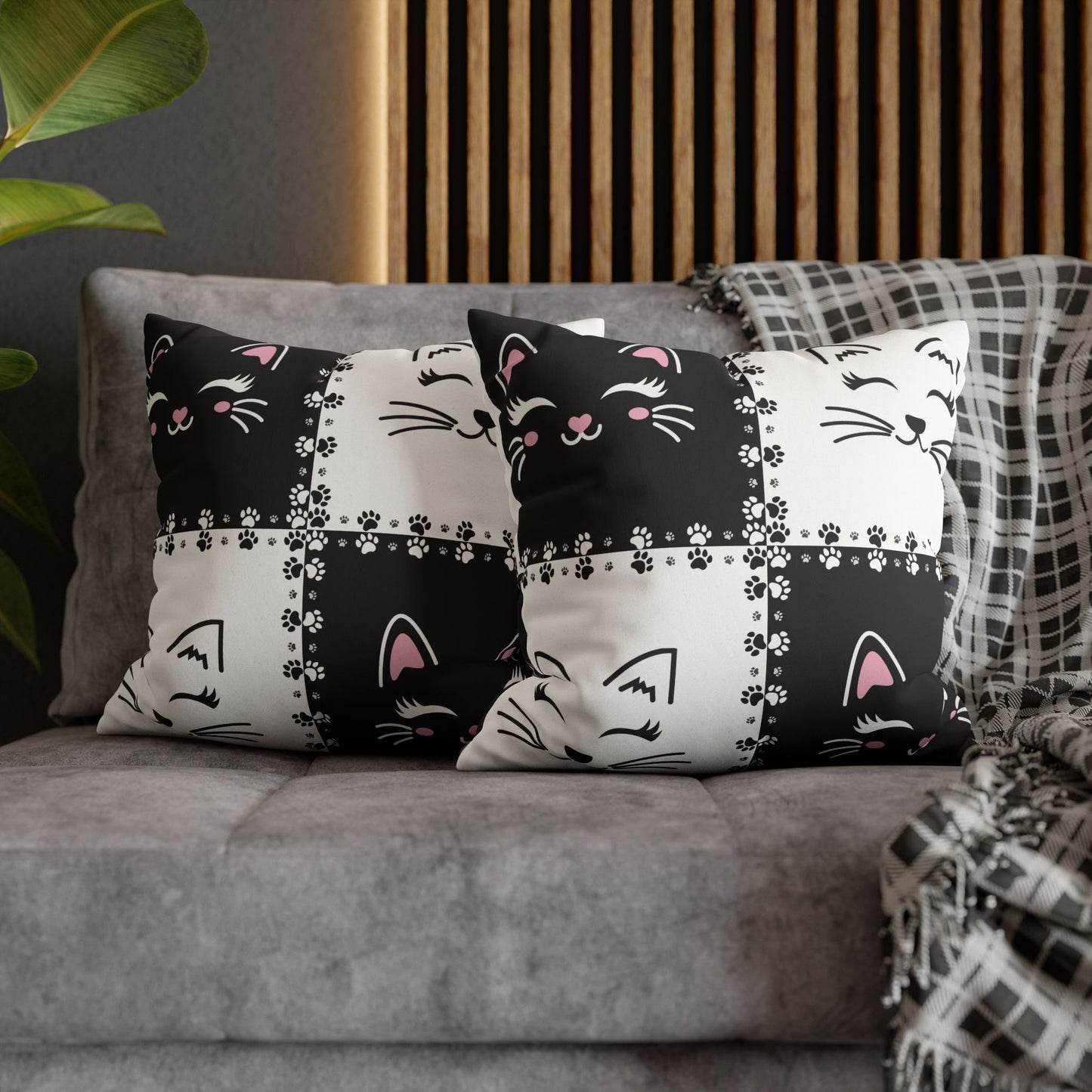 Cute Cat Faux Suede Pillowcase - Decorative Cushion Cover for Cat Lovers