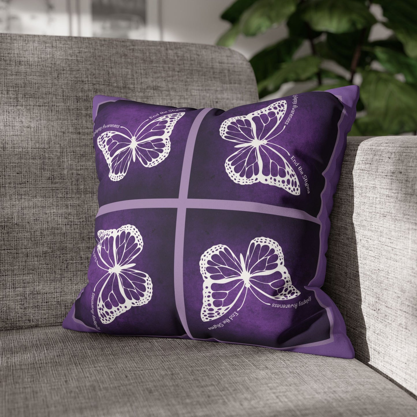 Butterfly Faux Suede Pillowcase for Epilepsy Awareness