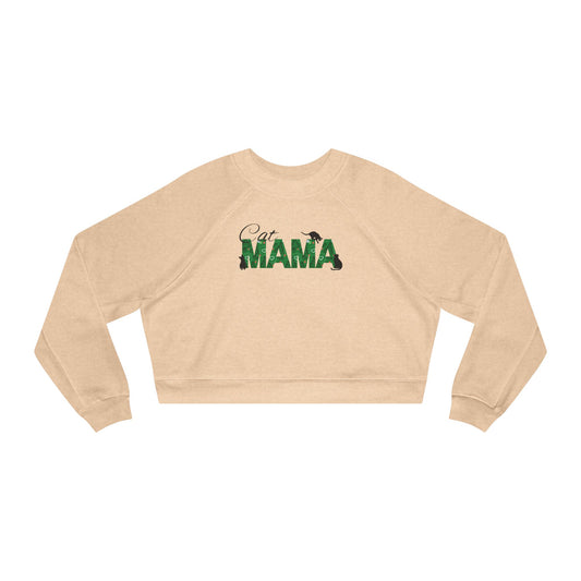 Christmas Cat Mama Women's Cropped Fleece Pullover