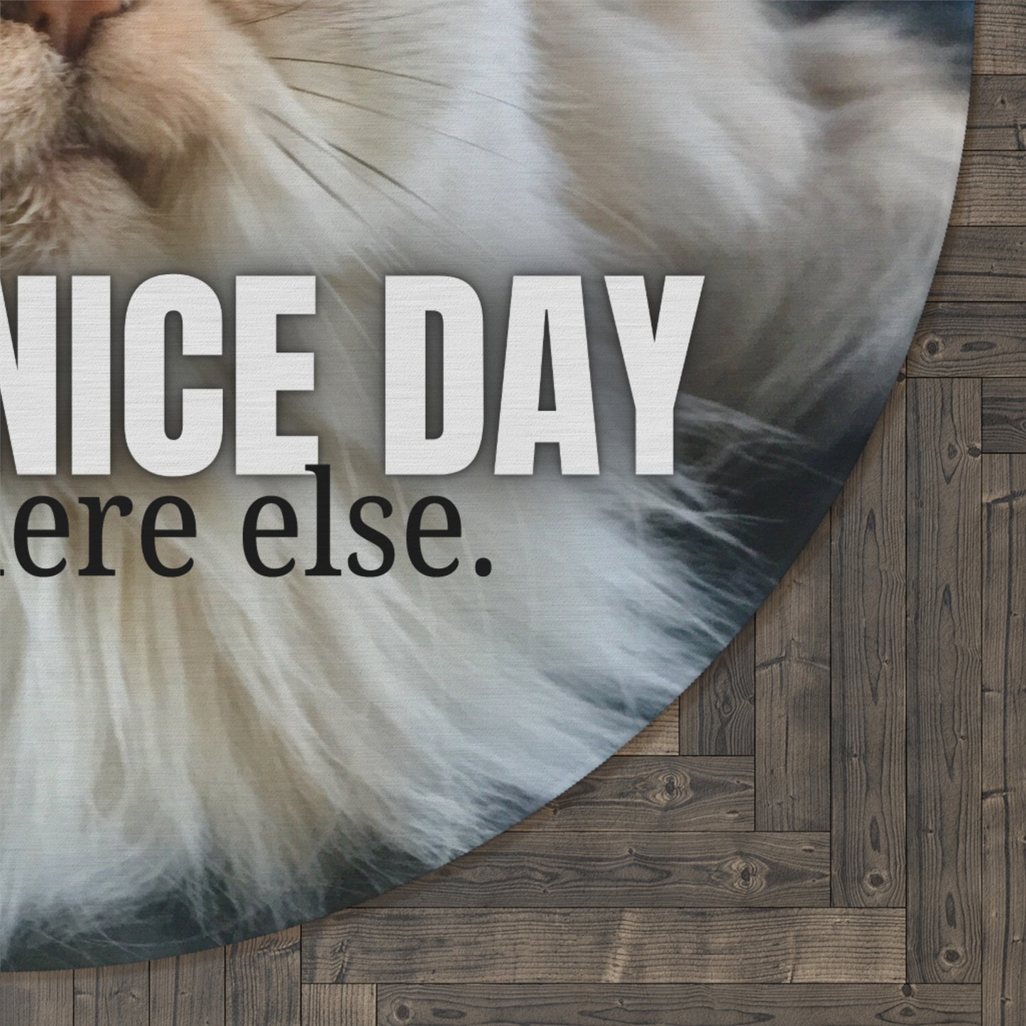 Funny Cat Round Rug – "Have a Nice Day Somewhere Else"