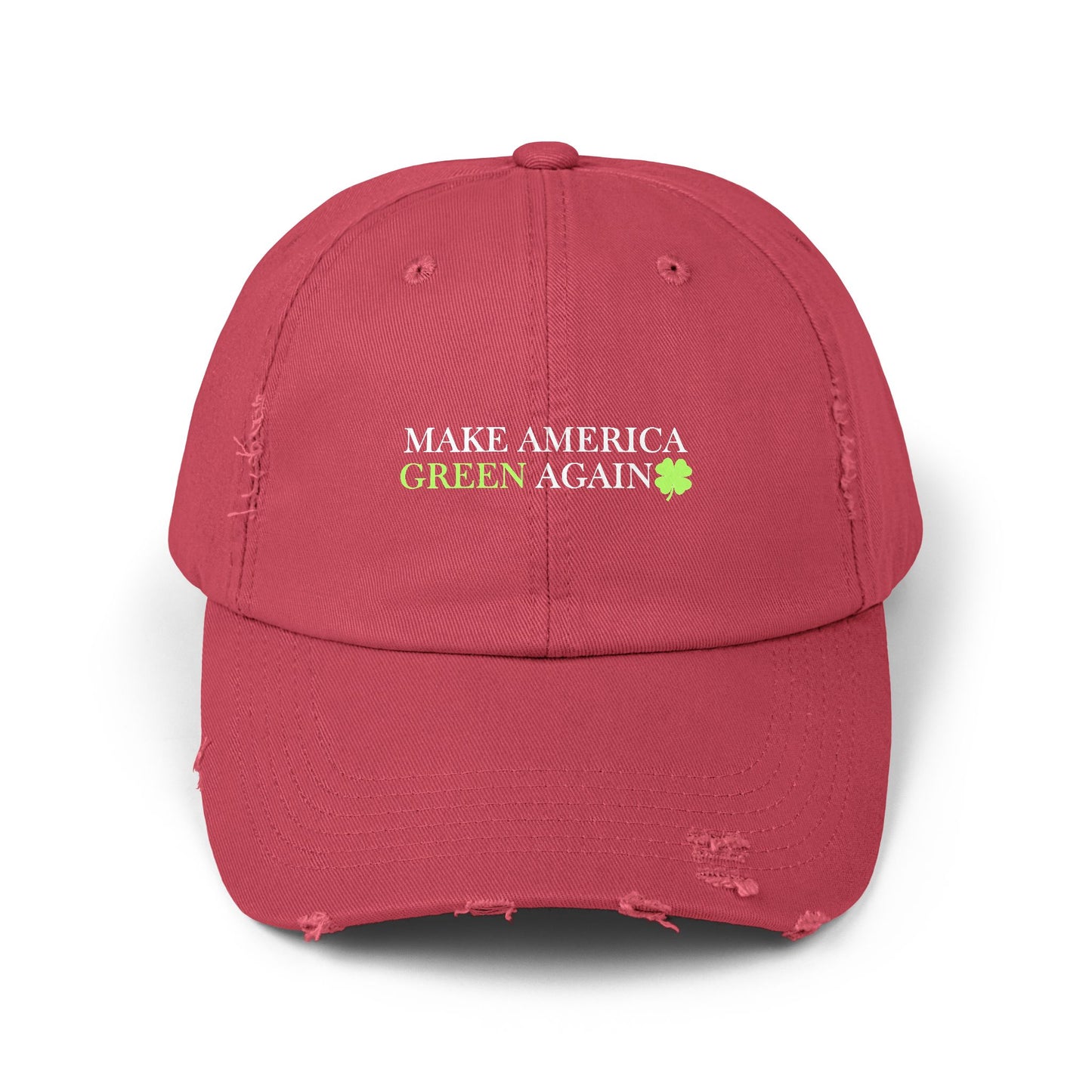 Make America Green Again Distressed Cap - Unisex Eco-Friendly Hat