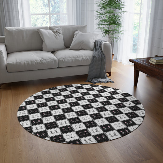 Cute Cat Faces Round Rug | Cozy Home Decor for Cat Lovers