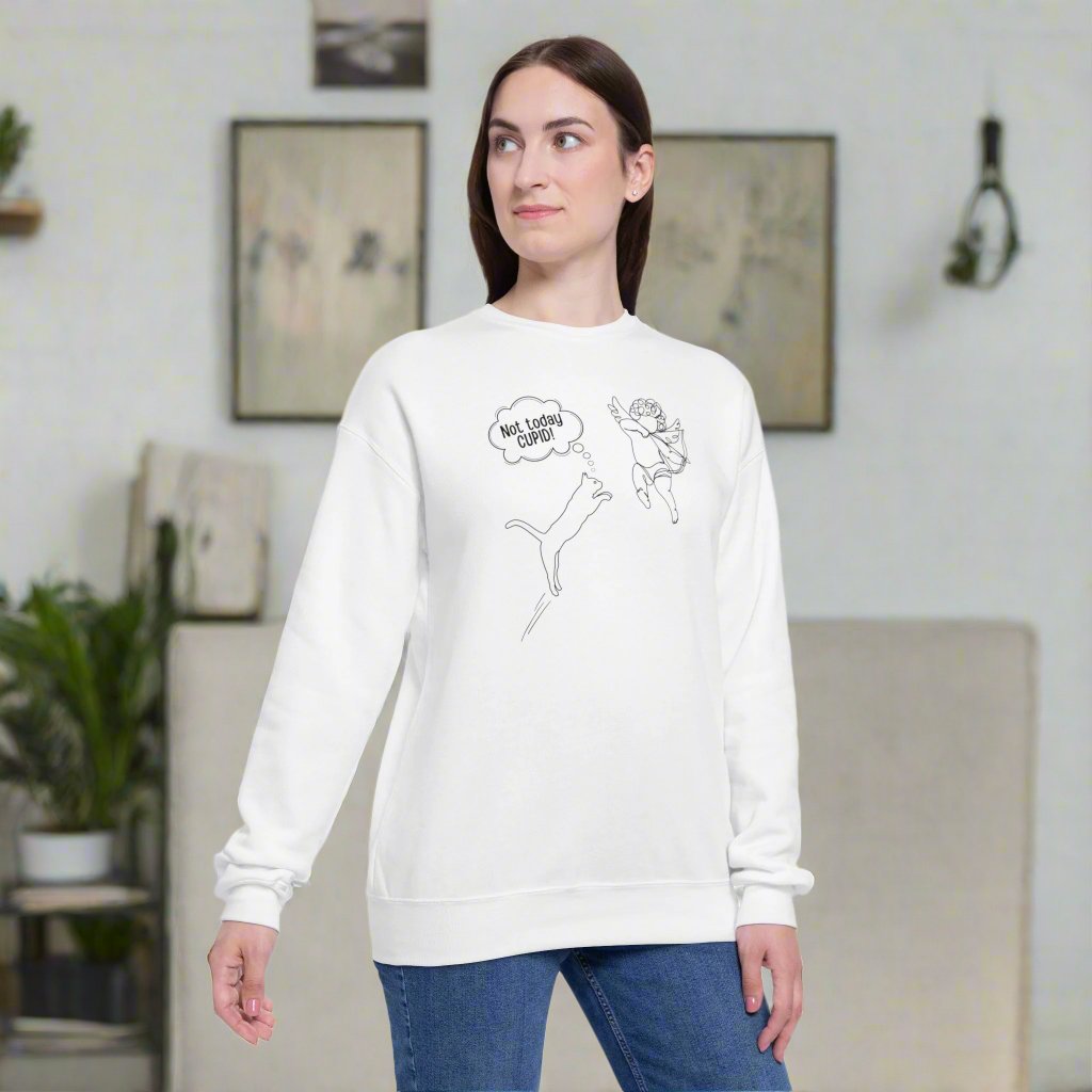 Not Today Cupid Valentine's Day Women's Drop Shoulder Sweatshirt