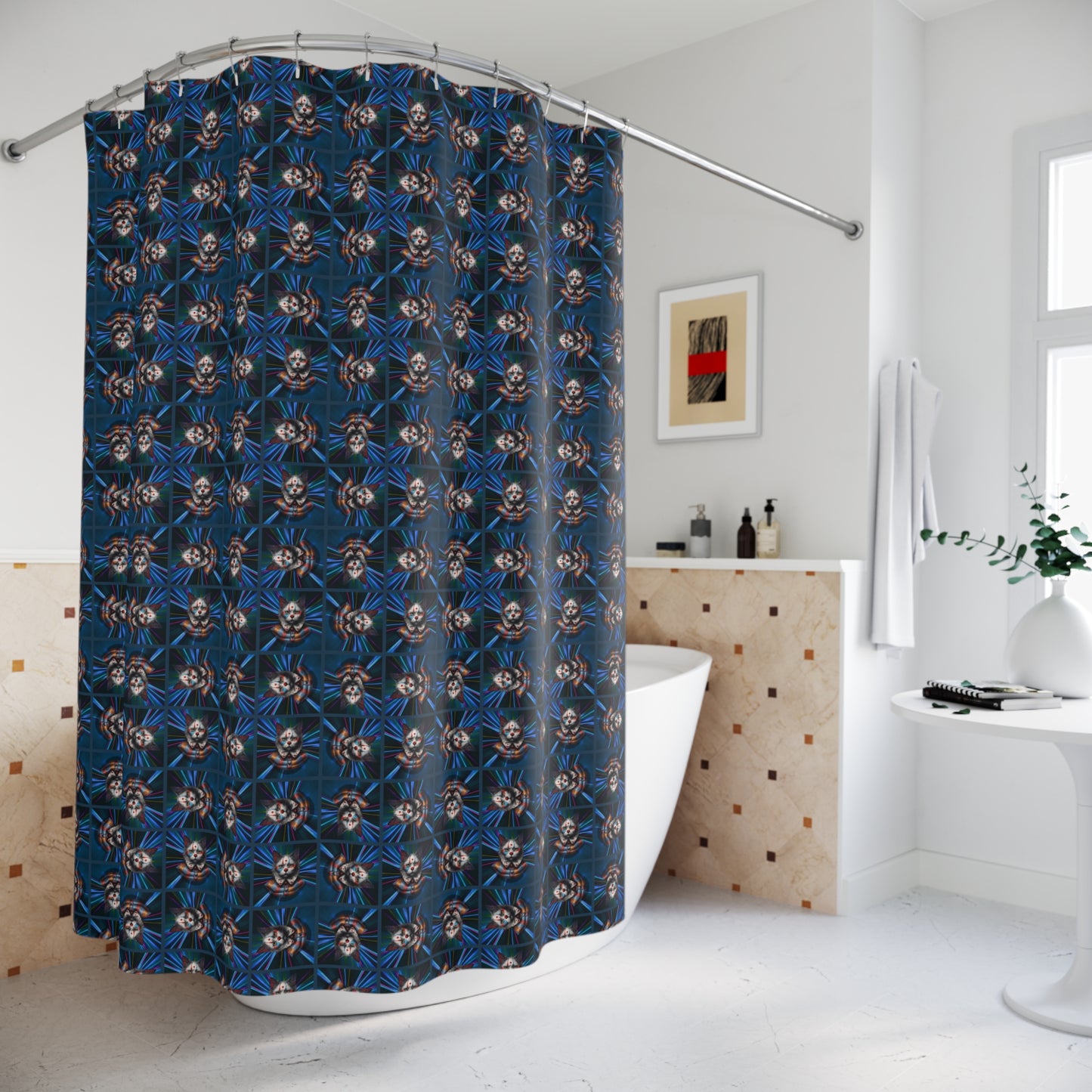 Whimsical Clown Cat Shower Curtains