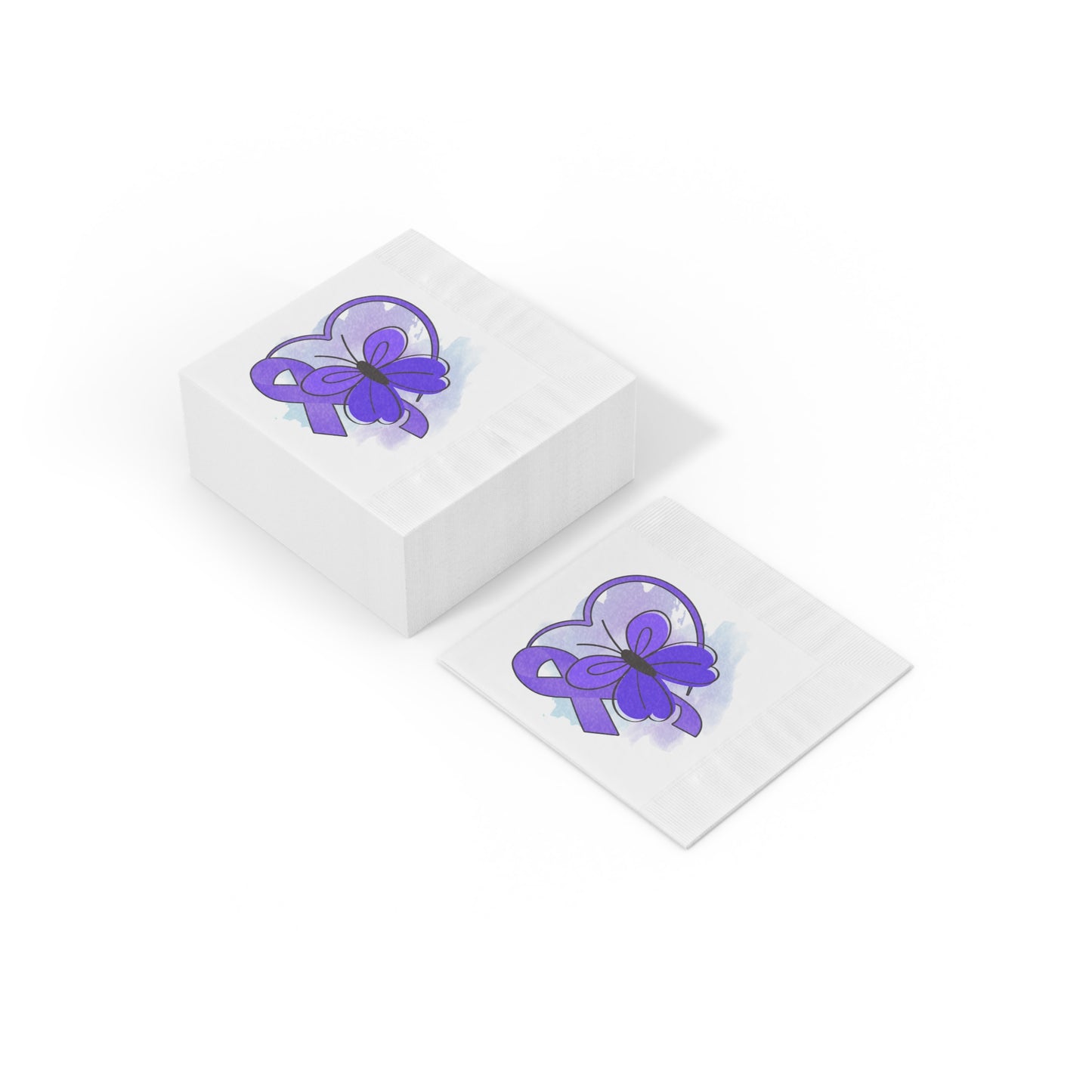 Simple Purple Butterfly Epilepsy Awareness White Coined Napkins