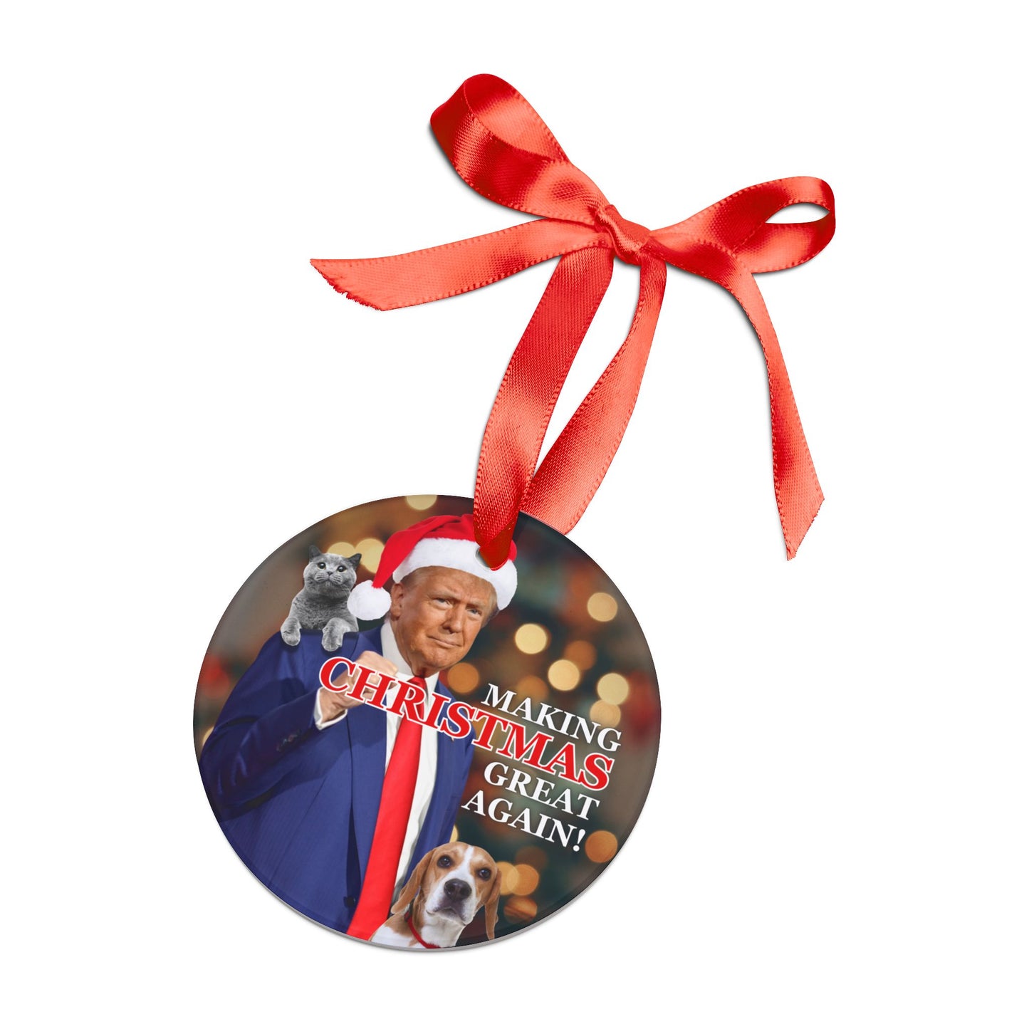 Making Christmas Great Again Acrylic Ornament with Ribbon