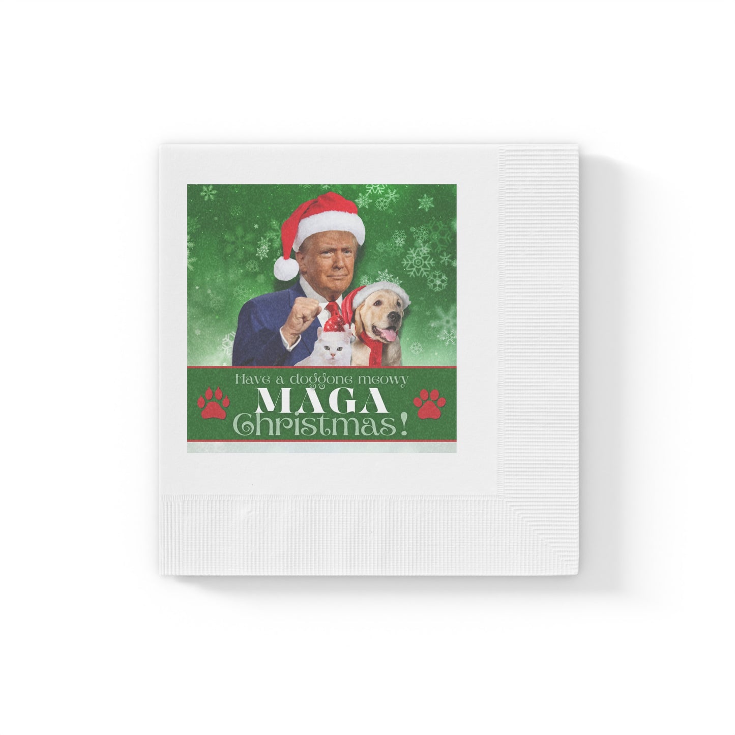 MAGA Christmas White Coined Napkins