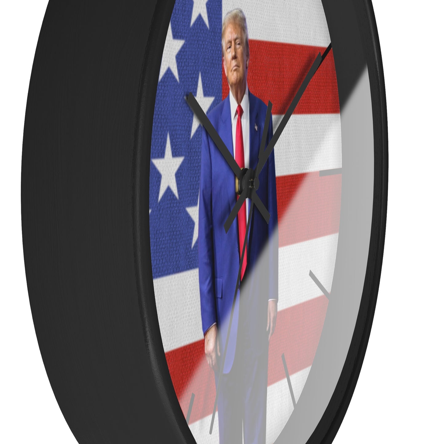 Patriotic Wall Clock with American Flag and Donald Trump