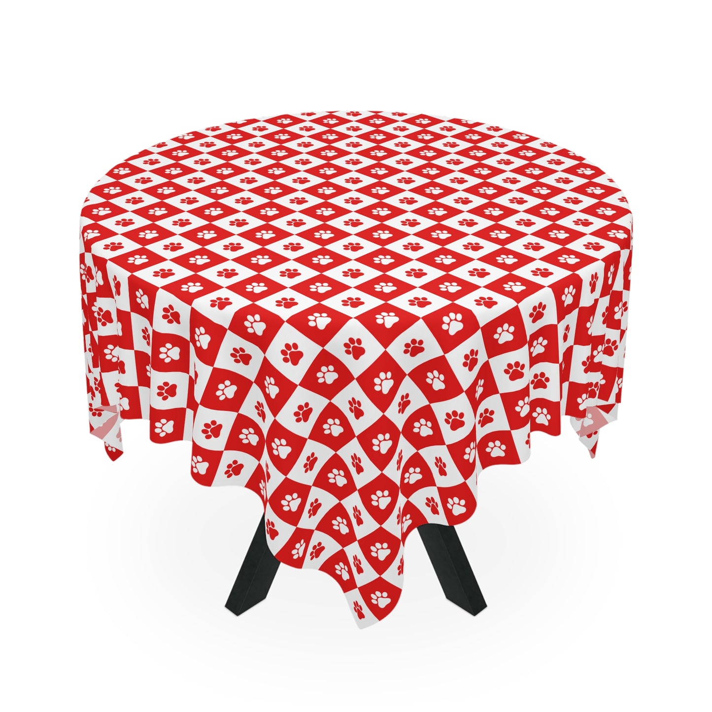 Red & White Paws Tablecloth