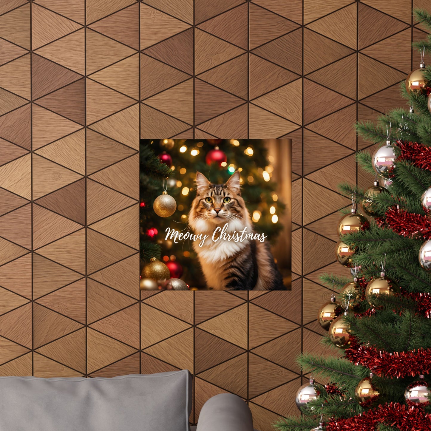 Meowy Christmas Kitty Matte Vertical Posters